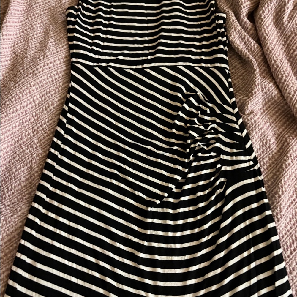 Tribal Striped Black and White Midi Dress